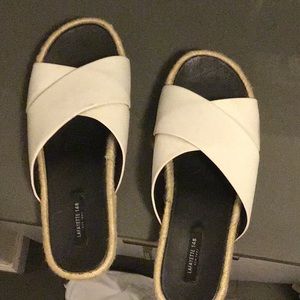 Lafayette white leather slides